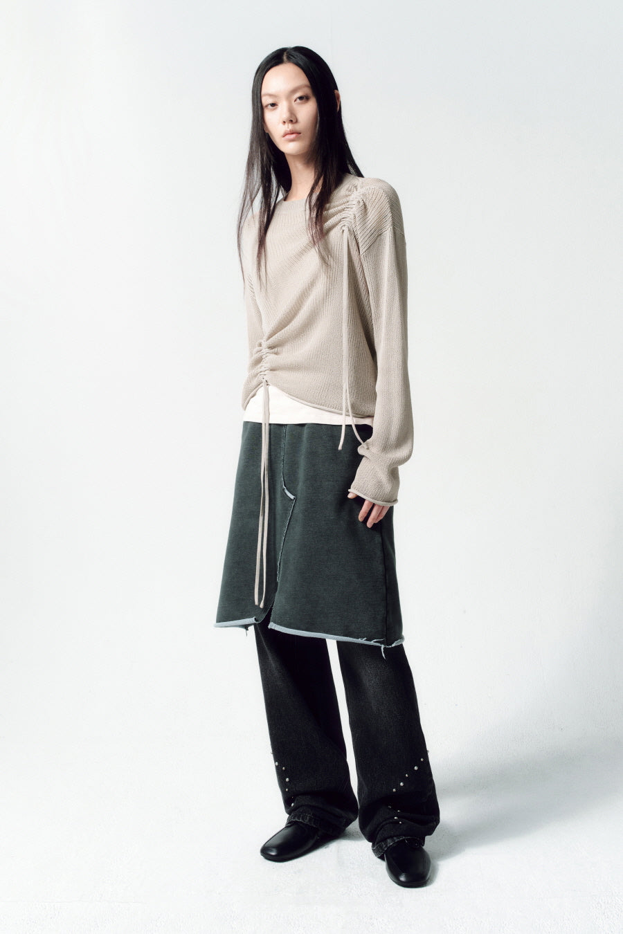 Insilence - Loose Fit Layered Knit (Grey Beige) product image 6 | TRAB K-Fashion Australia