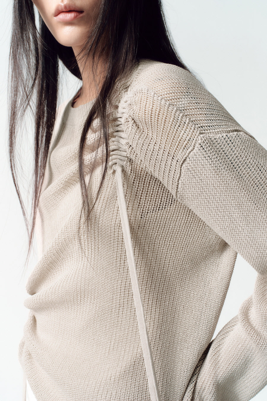 Insilence - Loose Fit Layered Knit (Grey Beige) product image 7 | TRAB K-Fashion Australia
