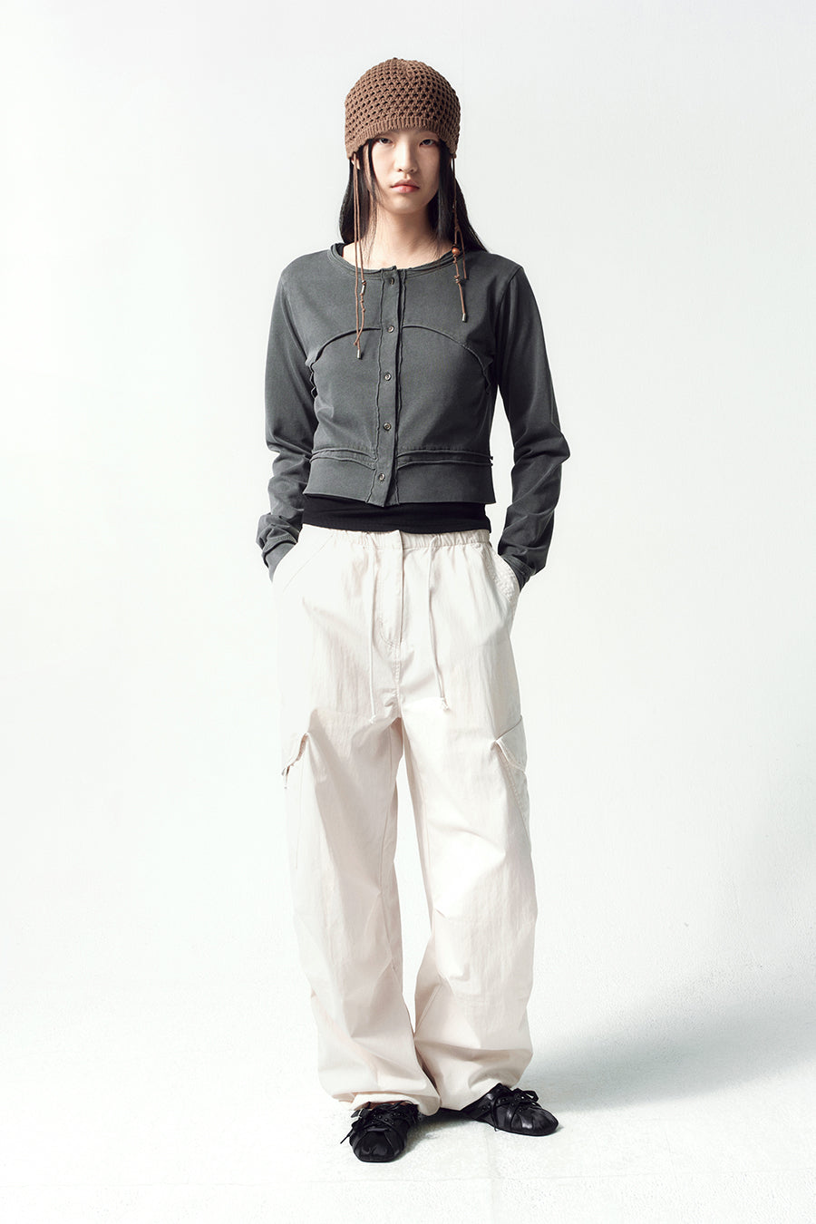 Insilence - Washed Flight Cargo Pants (Ivory) product image 1 | TRAB K-Fashion Australia