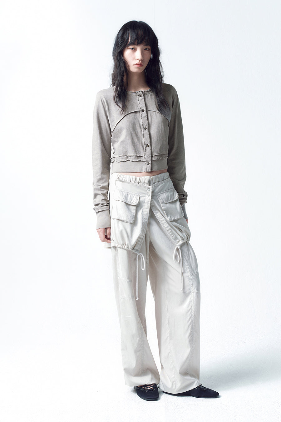 Insilence - Layered Parachute Pants (Ash Grey) product image 1 | TRAB K-Fashion Australia