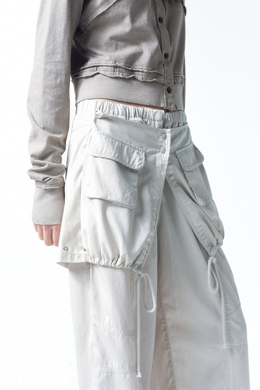 Insilence - Layered Parachute Pants (Ash Grey) product image 3 | TRAB K-Fashion Australia
