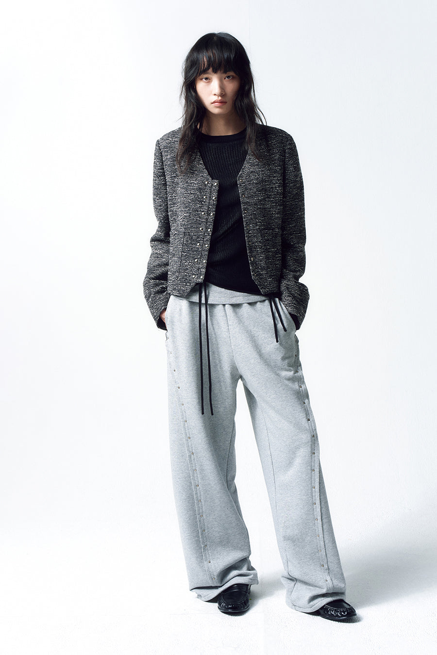 Insilence - Stud Sweat Pants (Melange Grey) product image 1 | TRAB K-Fashion Australia