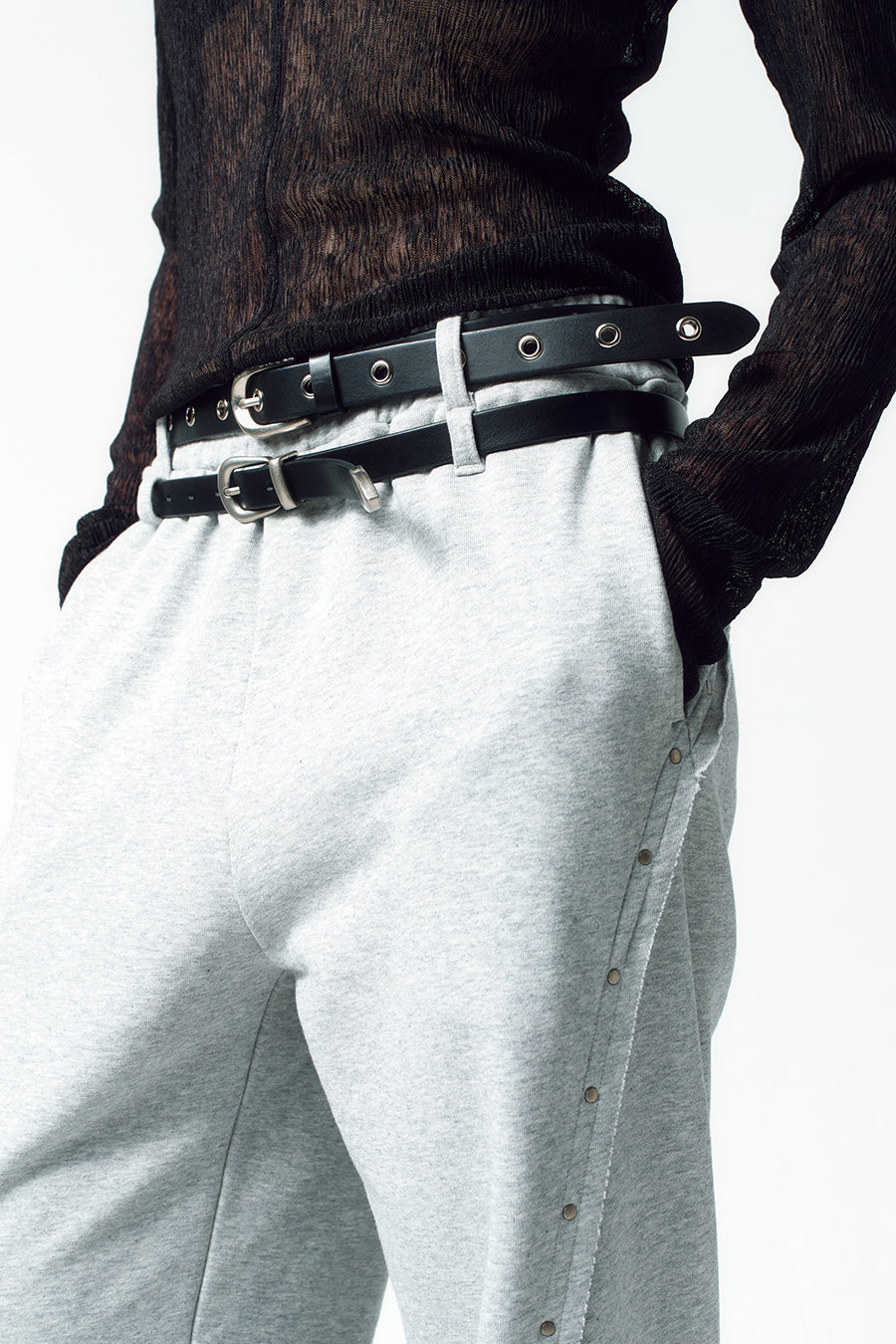 Insilence - Stud Sweat Pants (Melange Grey) product image 4 | TRAB K-Fashion Australia