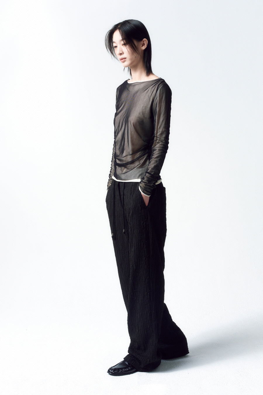 Insilence - Textured Crease Pants (Black) product image 1 | TRAB K-Fashion Australia
