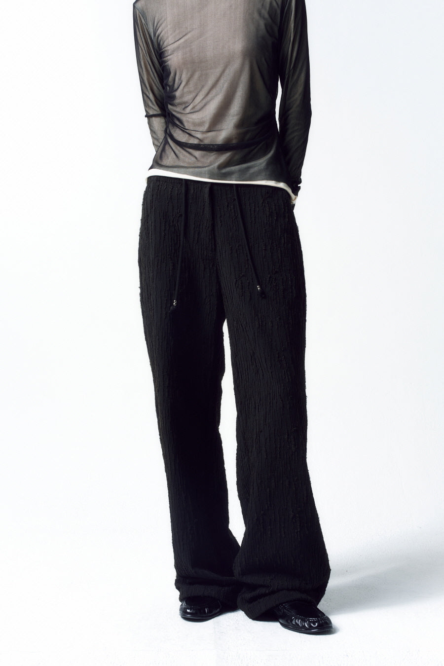 Insilence - Textured Crease Pants (Black) product image 3 | TRAB K-Fashion Australia