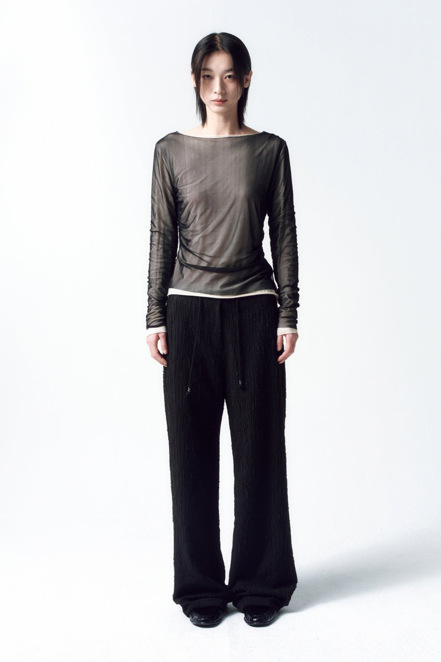 Insilence - Textured Crease Pants (Black) product image 4 | TRAB K-Fashion Australia