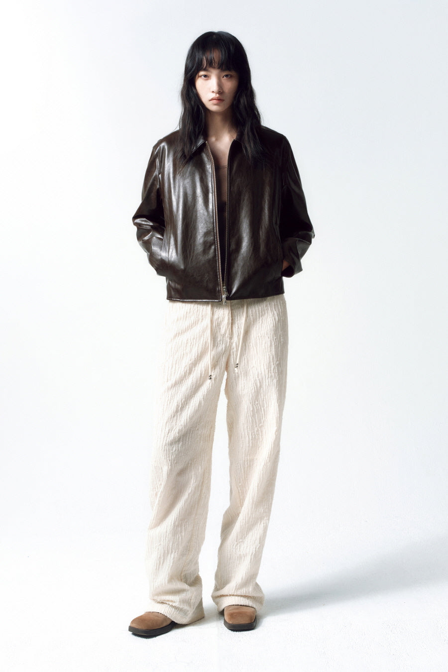 Insilence - Textured Crease Pants (Ivory) product image 1 | TRAB K-Fashion Australia