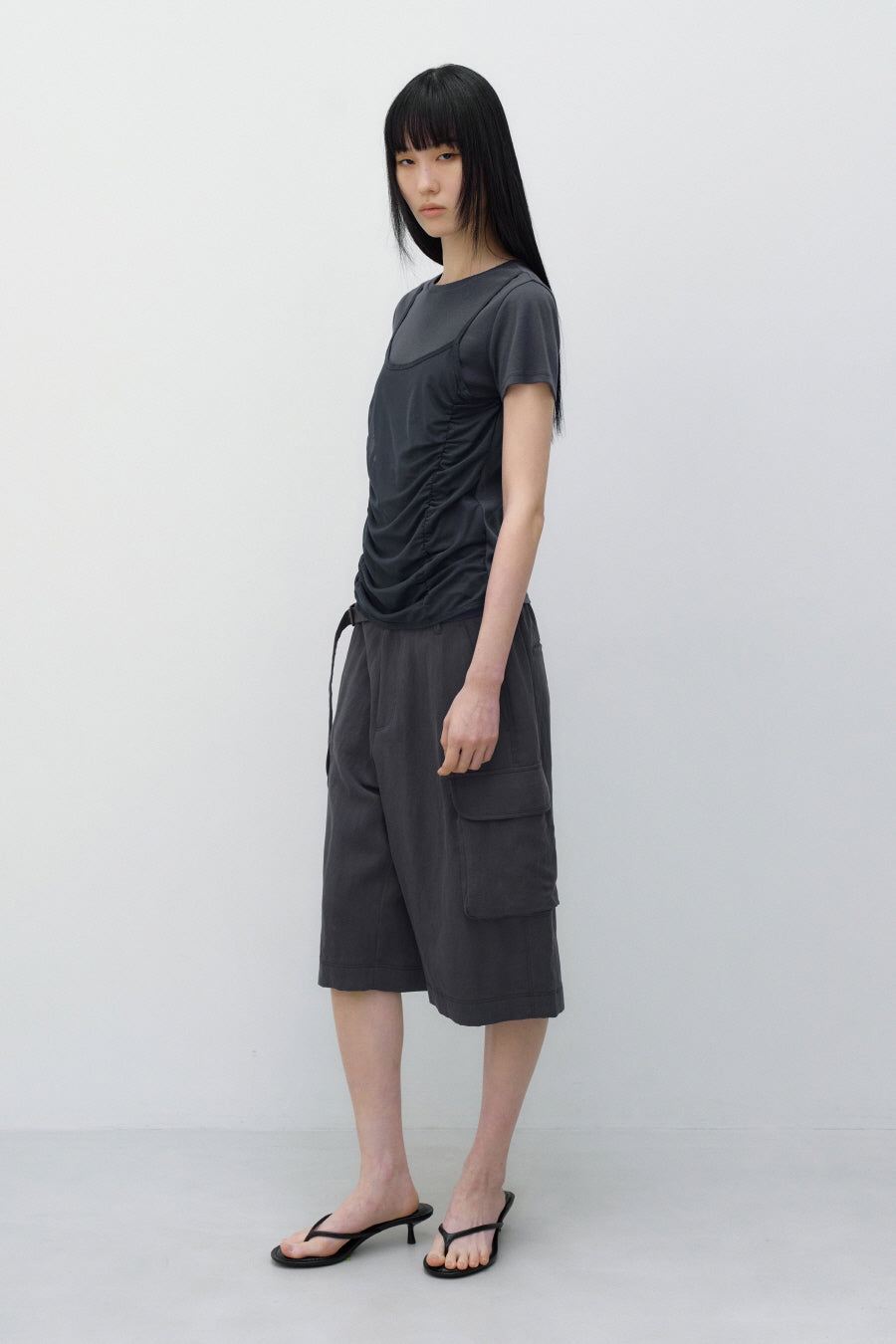 Insilence - Cargo Bermuda Pants (Charcoal) product image 5 | TRAB K-Fashion Australia