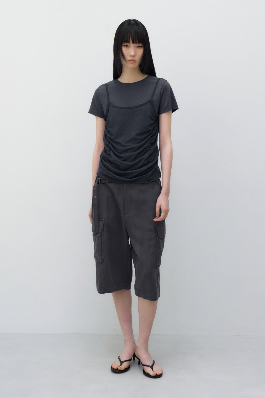 Insilence - Cargo Bermuda Pants (Charcoal) product image 1 | TRAB K-Fashion Australia
