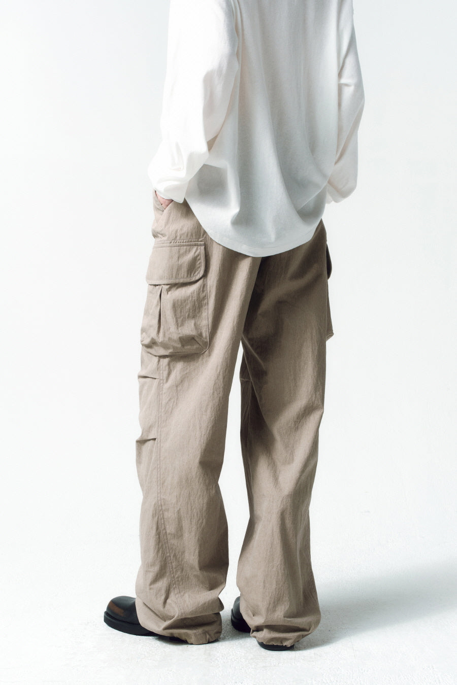 Insilence - Ashed Semi-Wide Cargo Pants (Ash Beige) product image 3 | TRAB K-Fashion Australia