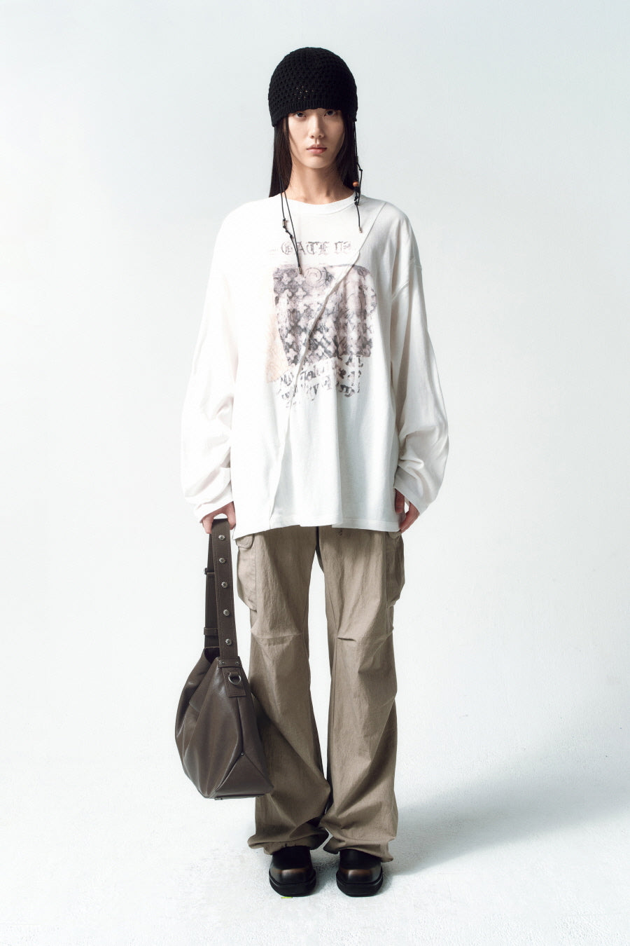 Insilence - Ashed Semi-Wide Cargo Pants (Ash Beige) product image 4 | TRAB K-Fashion Australia