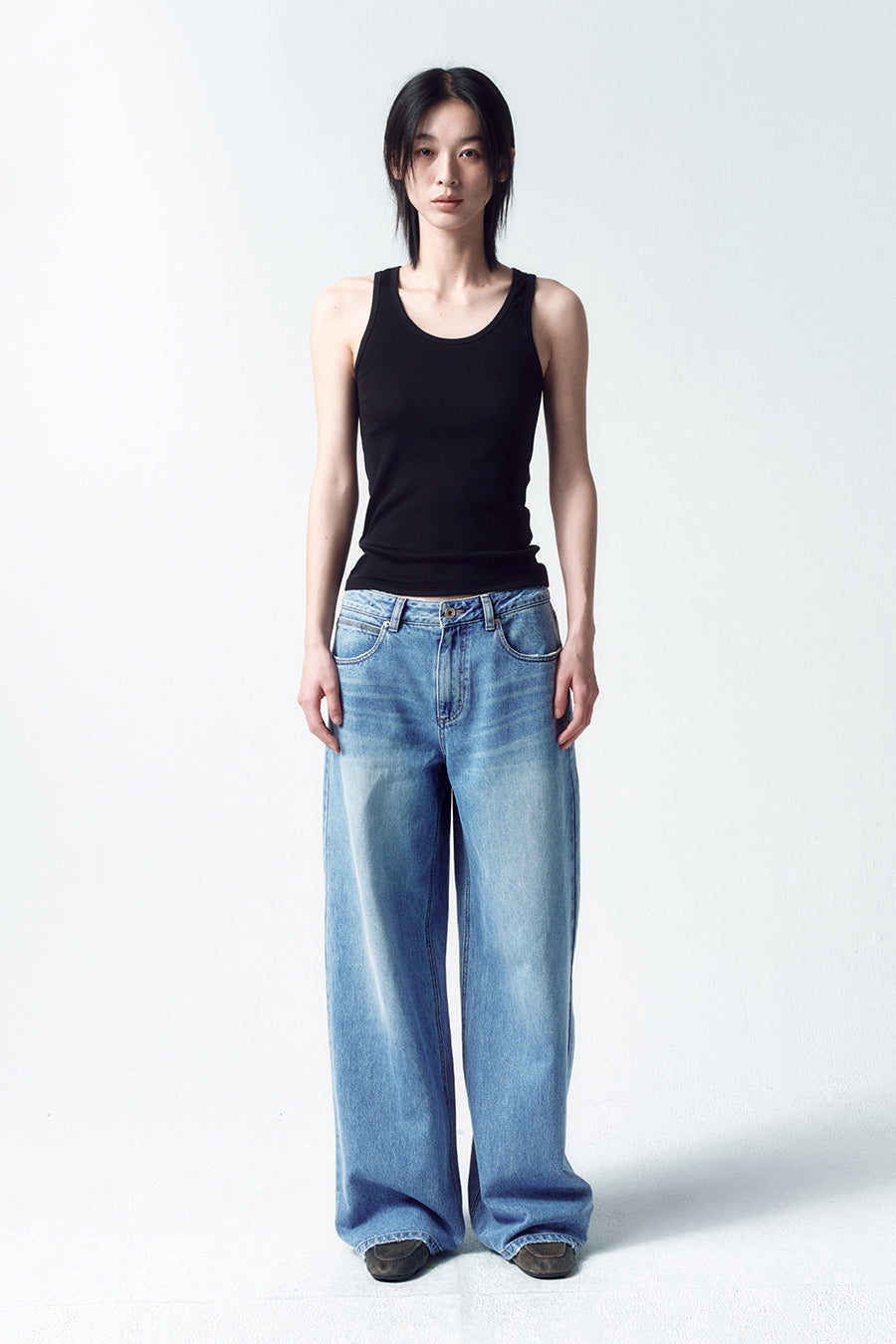 Insilence - Low-Waist Wide Jeans (Blue) product image 1 | TRAB K-Fashion Australia