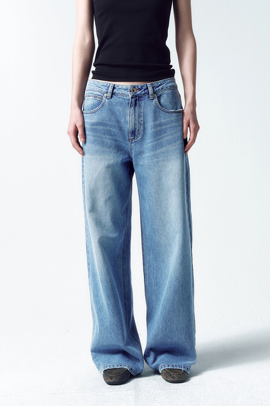 Insilence - Low-Waist Wide Jeans (Blue) product image 2 | TRAB K-Fashion Australia