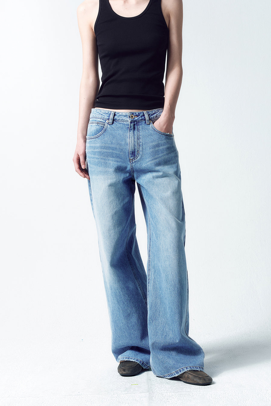 Insilence - Low-Waist Wide Jeans (Blue) product image 3 | TRAB K-Fashion Australia