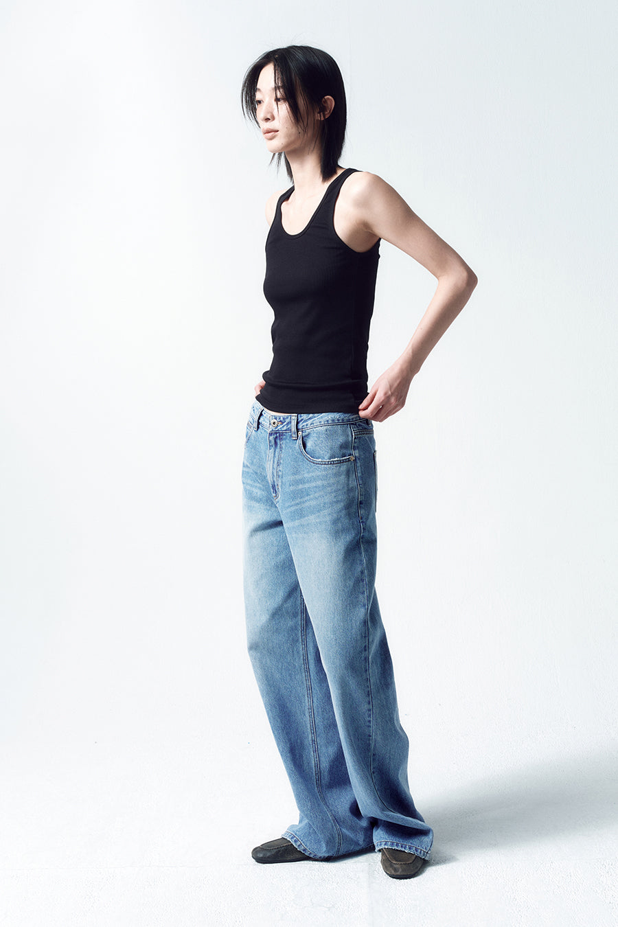Insilence - Low-Waist Wide Jeans (Blue) product image 4 | TRAB K-Fashion Australia