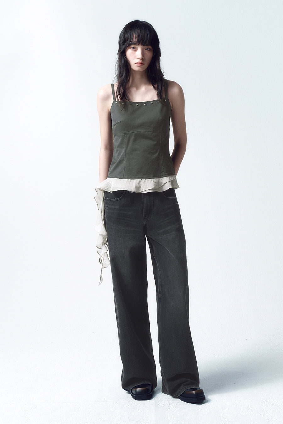 Insilence - Low-Waist Wide Jeans (Washed Black) product image 1 | TRAB K-Fashion Australia