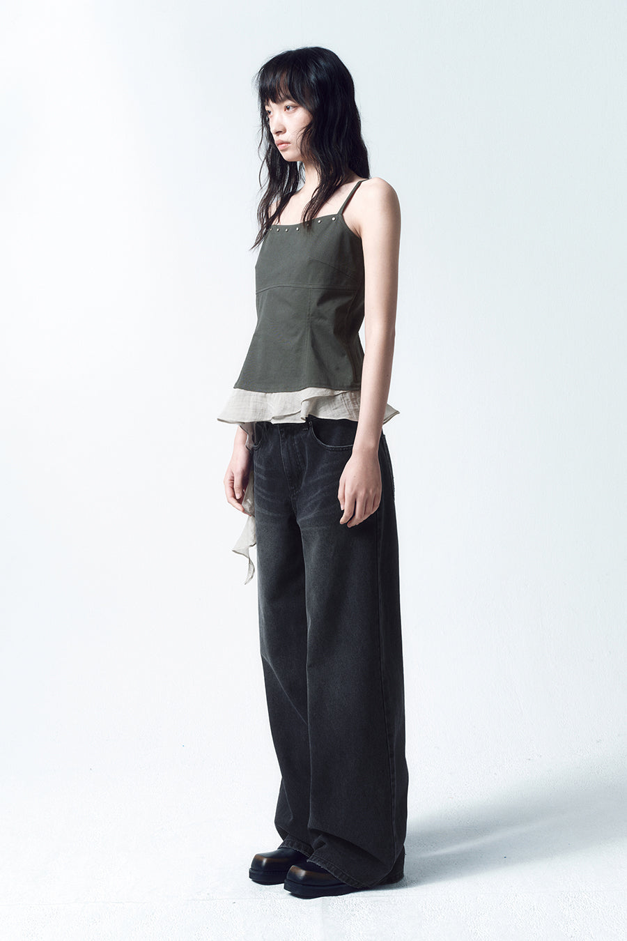 Insilence - Low-Waist Wide Jeans (Washed Black) product image 3 | TRAB K-Fashion Australia