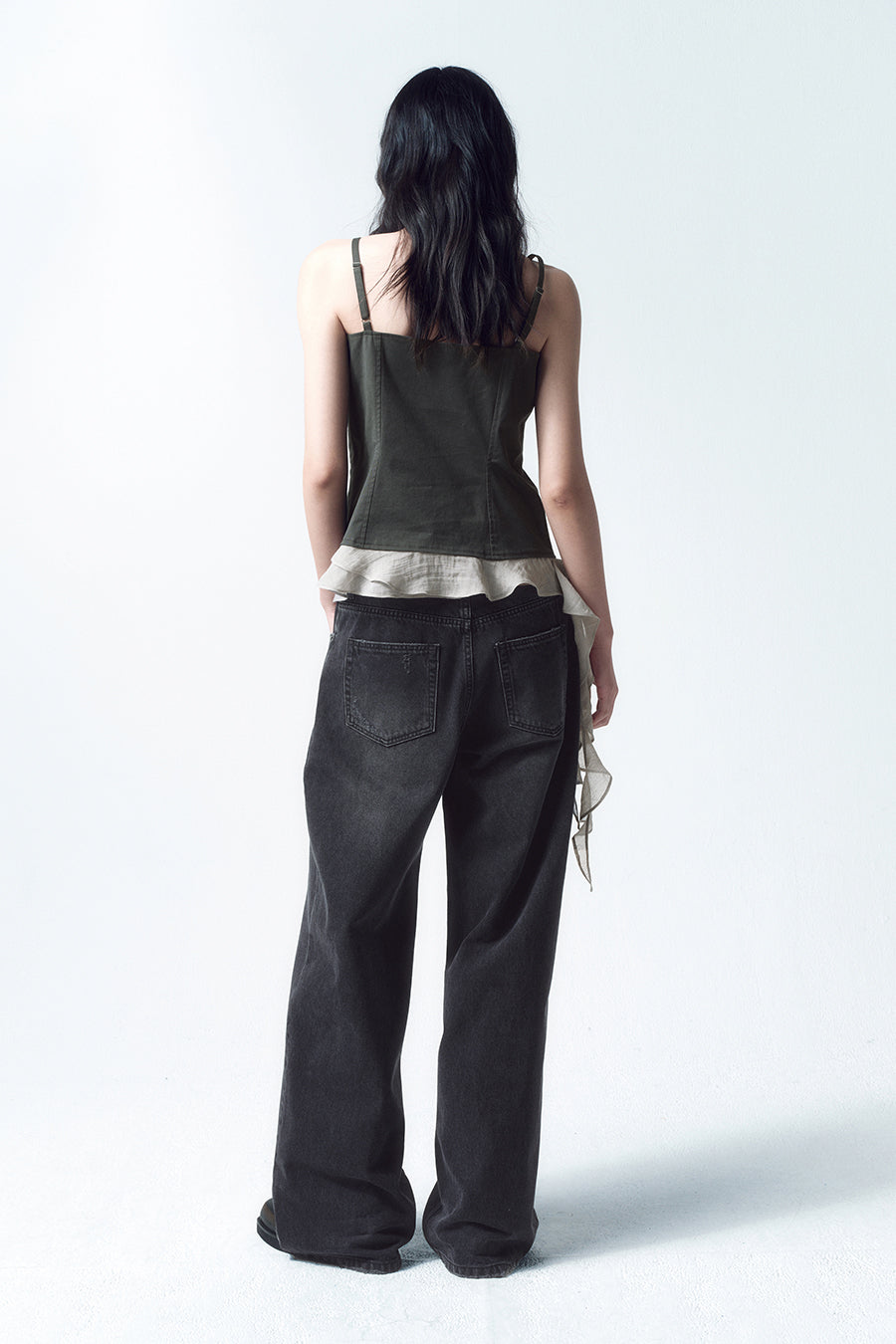 Insilence - Low-Waist Wide Jeans (Washed Black) product image 4 | TRAB K-Fashion Australia