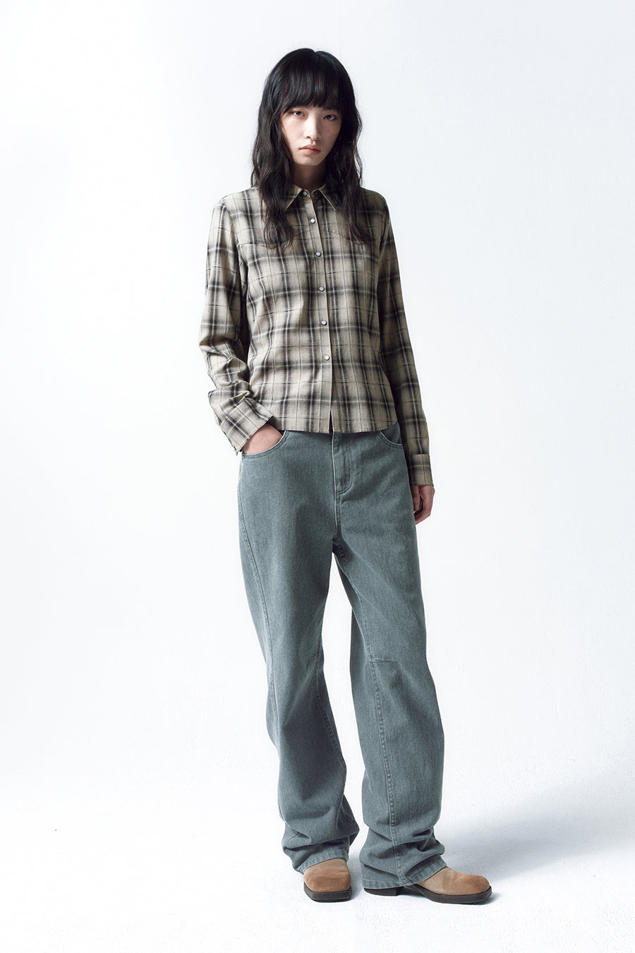 Insilence - Curved Cation Denim (Blue Grey) product image 1 | TRAB K-Fashion Australia