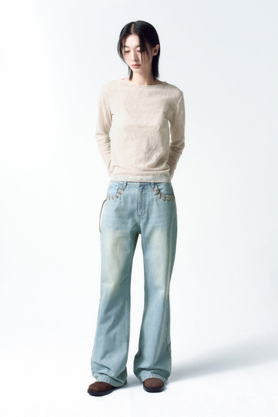 Insilence - Western Semi Bootcut (Ash Blue) product image 1 | TRAB K-Fashion Australia
