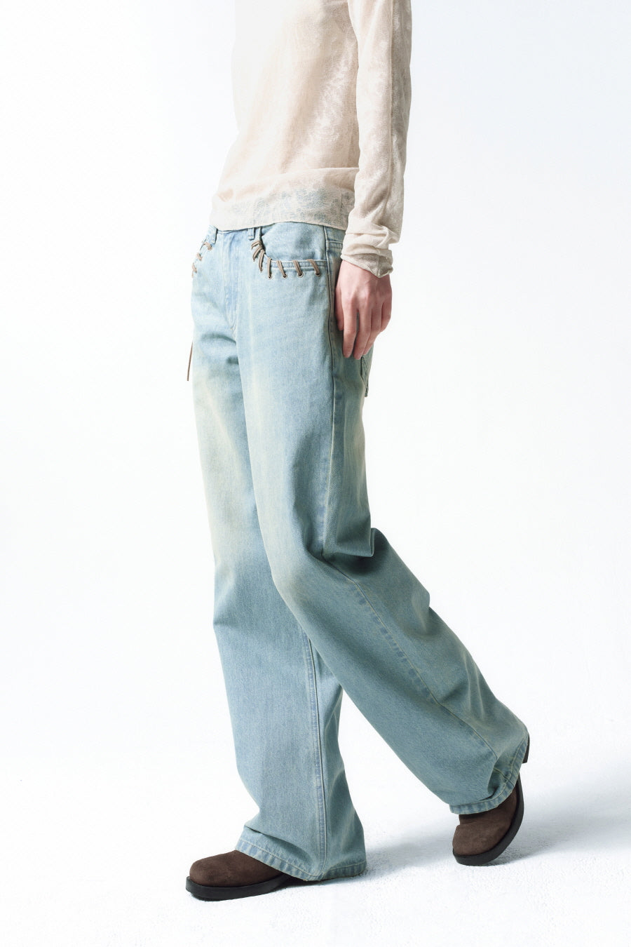 Insilence - Western Semi Bootcut (Ash Blue) product image 4 | TRAB K-Fashion Australia