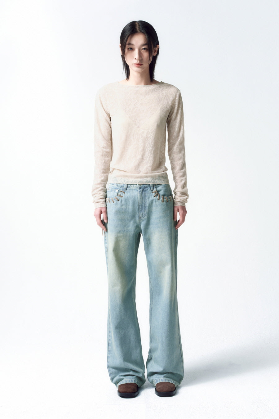 Insilence - Western Semi Bootcut (Ash Blue) product image 5 | TRAB K-Fashion Australia