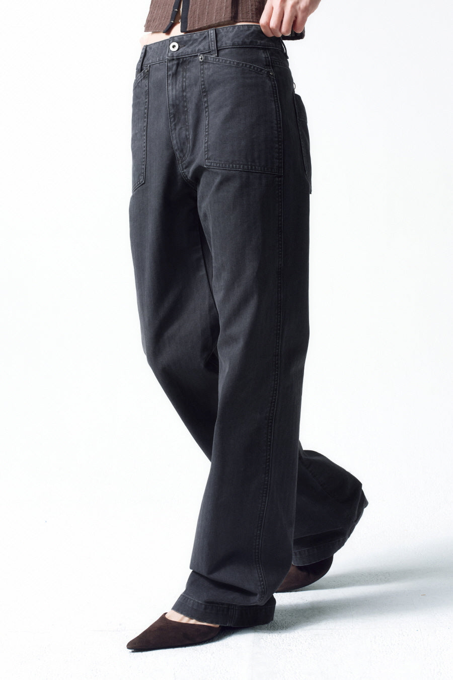 Insilence - Cotton Herringbone Fatigue Pants (Charcoal) product image 6 | TRAB K-Fashion Australia