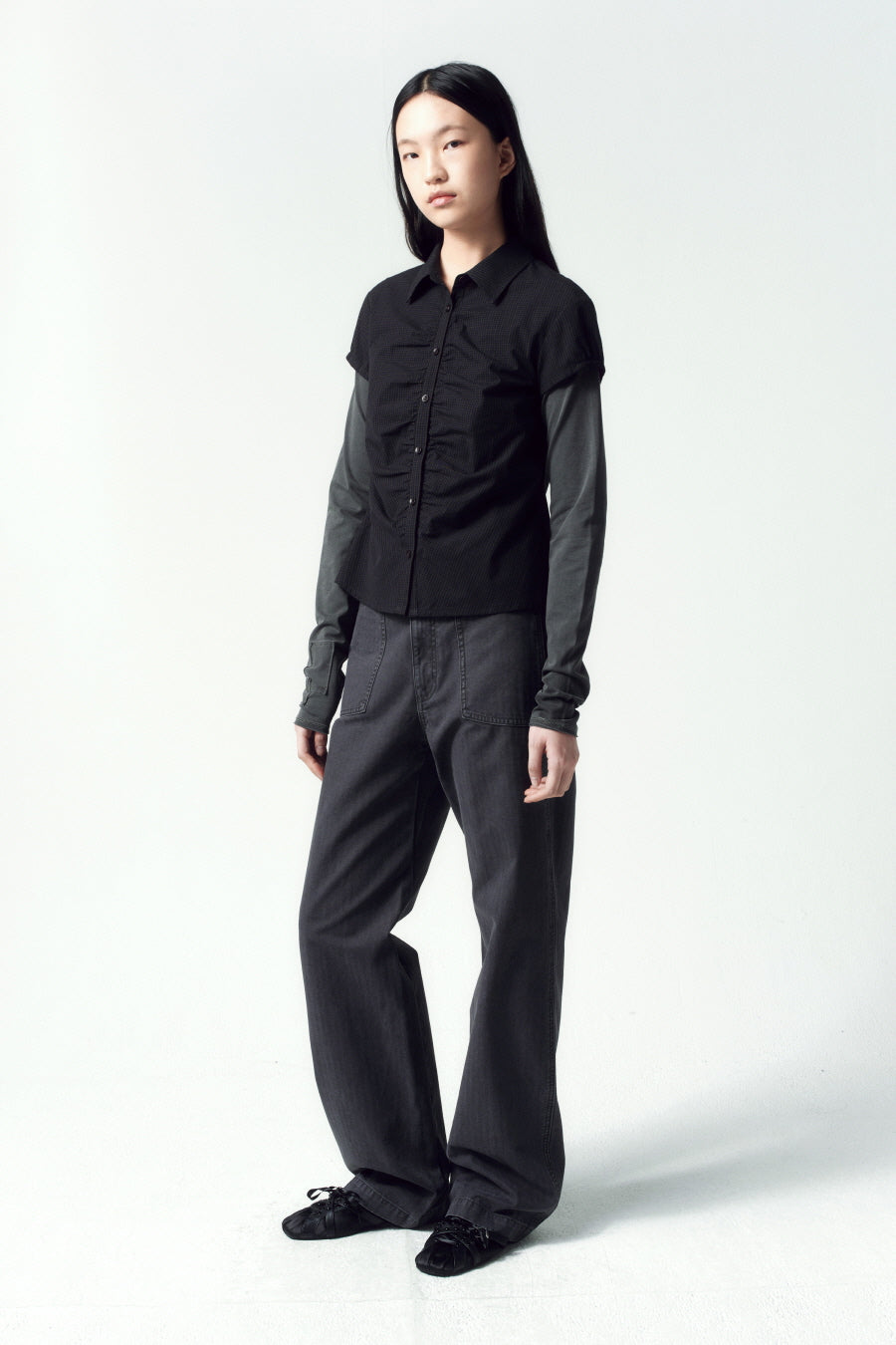 Insilence - Cotton Herringbone Fatigue Pants (Charcoal) product image 7 | TRAB K-Fashion Australia