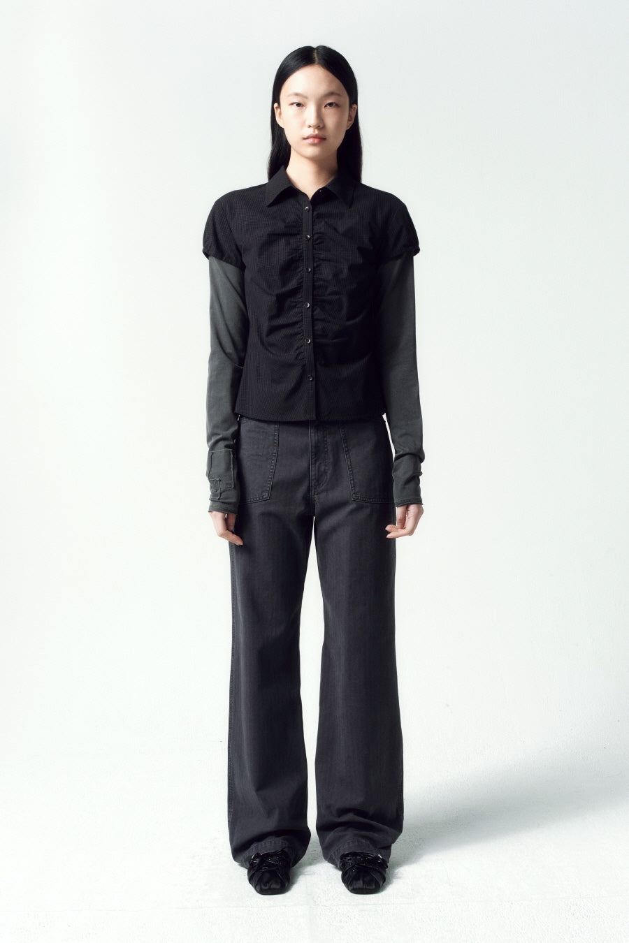 Insilence - Cotton Herringbone Fatigue Pants (Charcoal) product image 8 | TRAB K-Fashion Australia