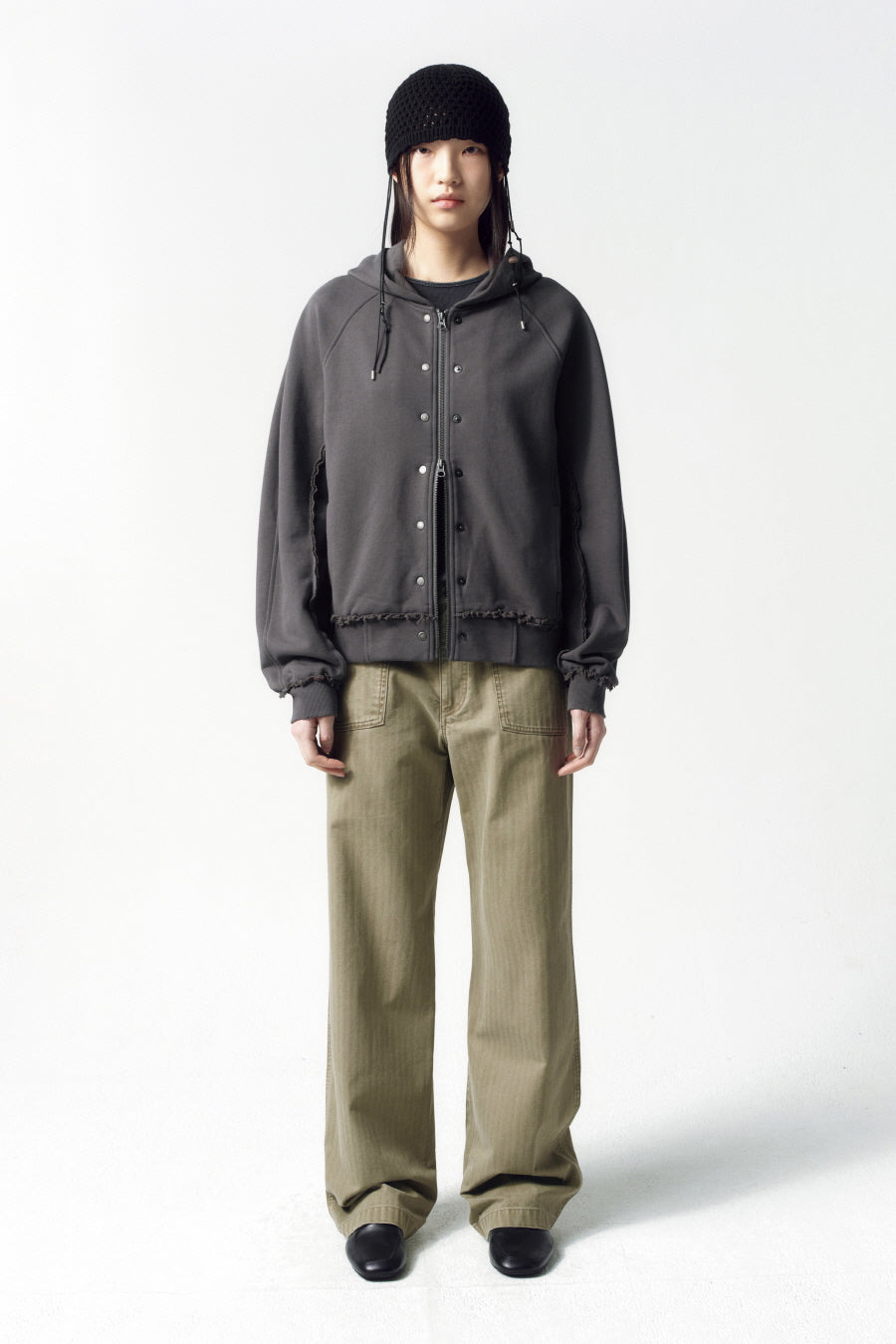 Insilence - Cotton Herringbone Fatigue Pants (Olive) product image 2 | TRAB K-Fashion Australia