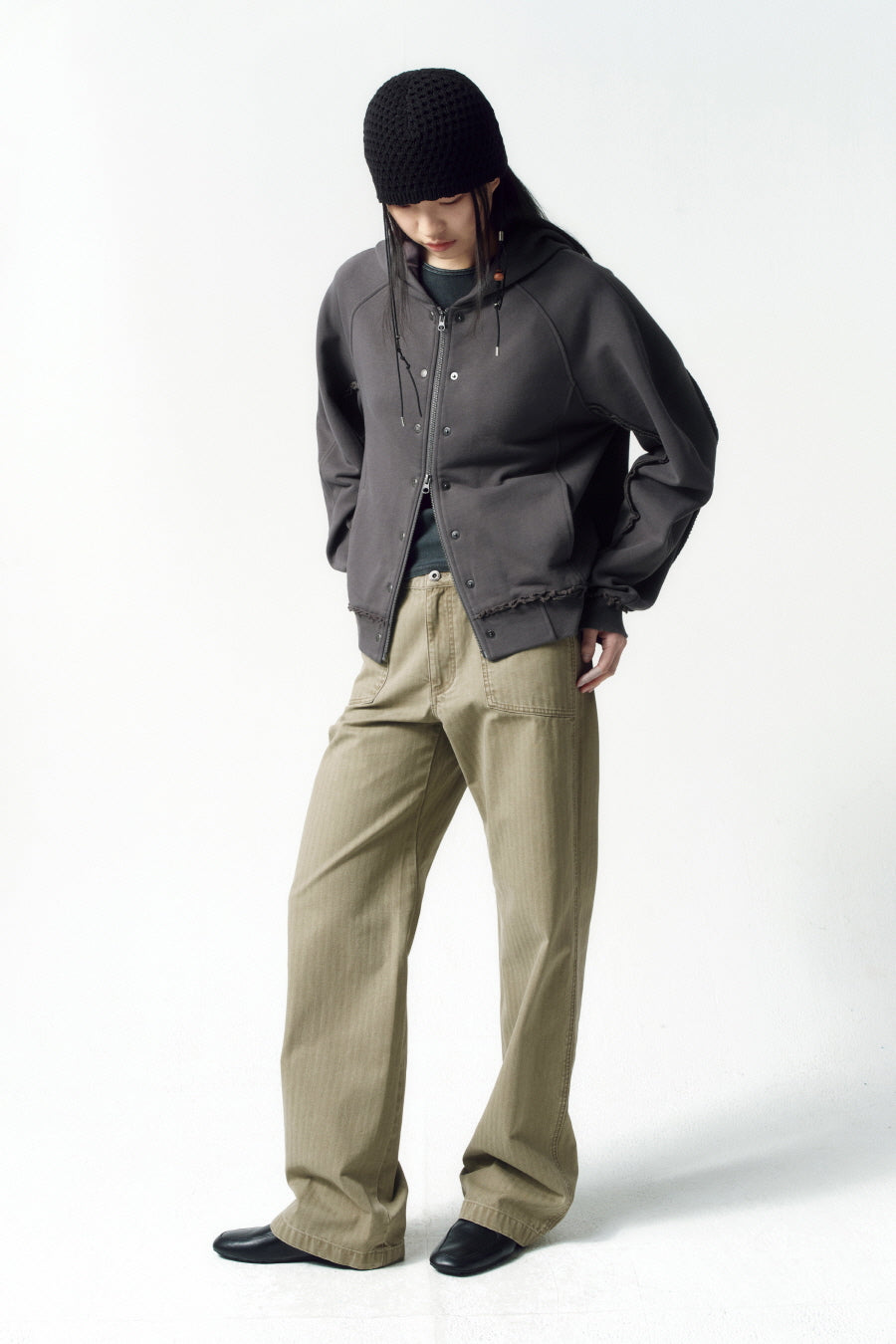 Insilence - Cotton Herringbone Fatigue Pants (Olive) product image 5 | TRAB K-Fashion Australia
