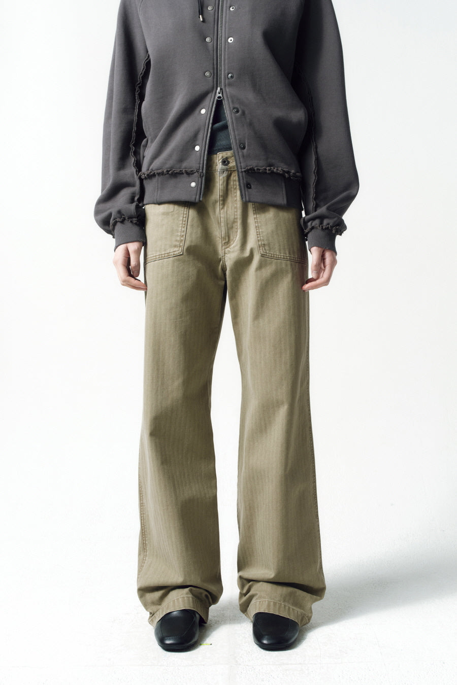 Insilence - Cotton Herringbone Fatigue Pants (Olive) product image 6 | TRAB K-Fashion Australia