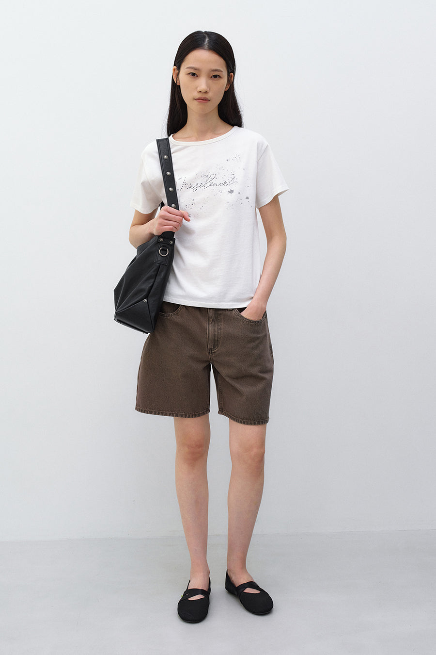 Insilence - Low Bermuda Pants (Brown) product image 2 | TRAB K-Fashion Australia