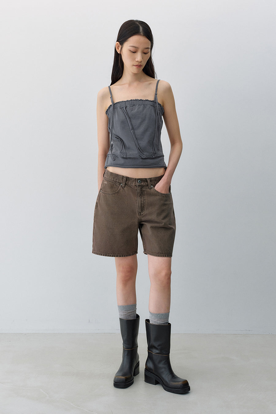Insilence - Low Bermuda Pants (Brown) product image 7 | TRAB K-Fashion Australia