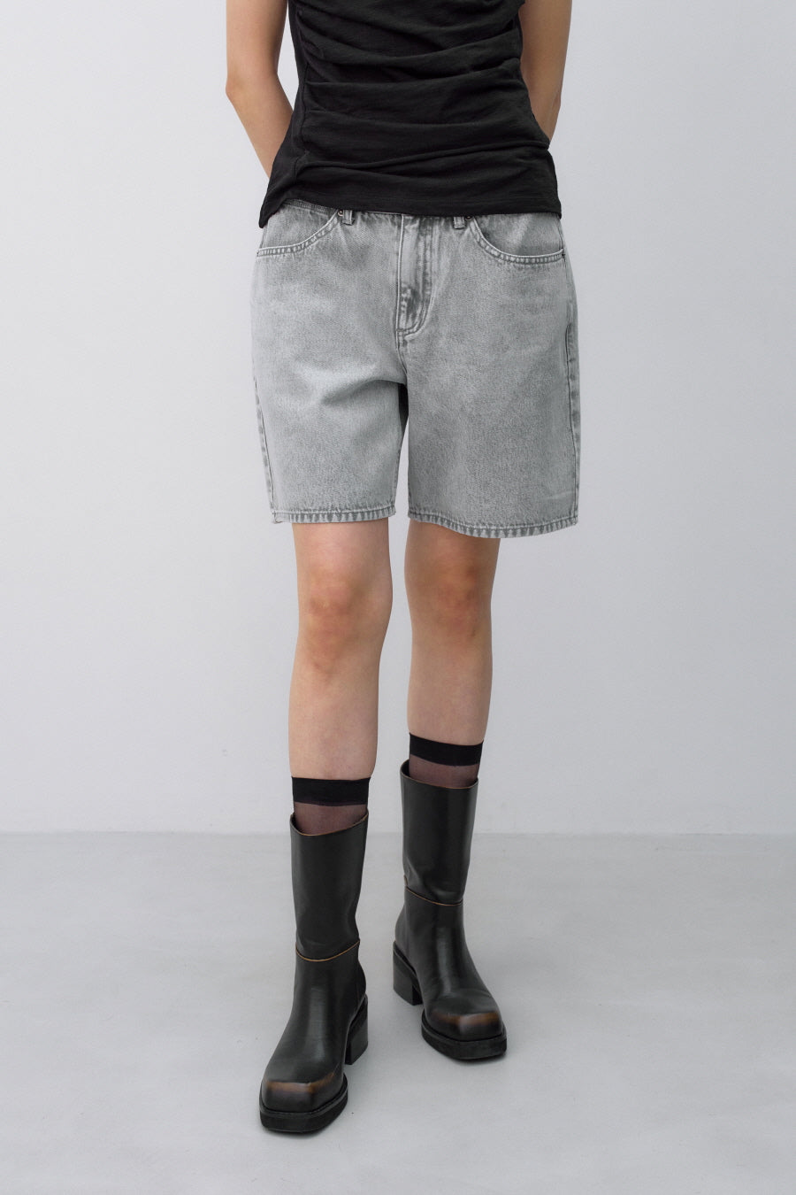 Insilence - Low Bermuda Pants (Washed Grey) product image 2 | TRAB K-Fashion Australia