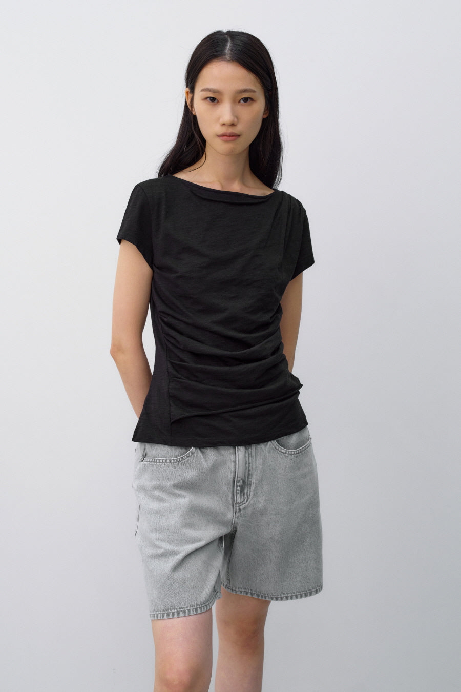 Insilence - Low Bermuda Pants (Washed Grey) product image 3 | TRAB K-Fashion Australia