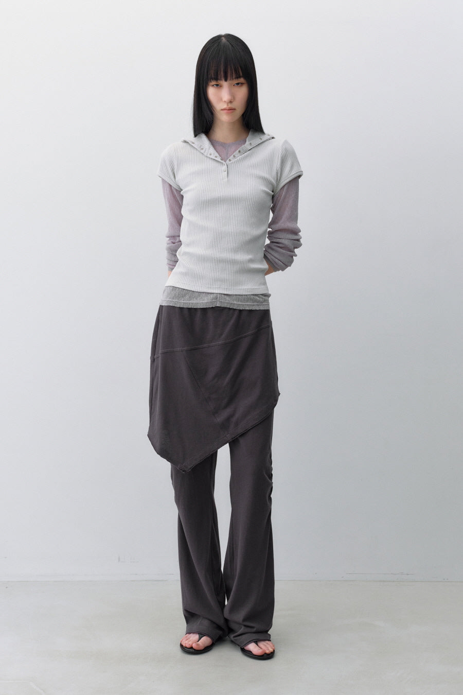 Insilence - Double Layered Cotton Pants (Charcoal) product image 1 | TRAB K-Fashion Australia