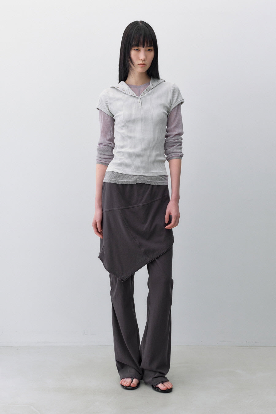 Insilence - Double Layered Cotton Pants (Charcoal) product image 2 | TRAB K-Fashion Australia
