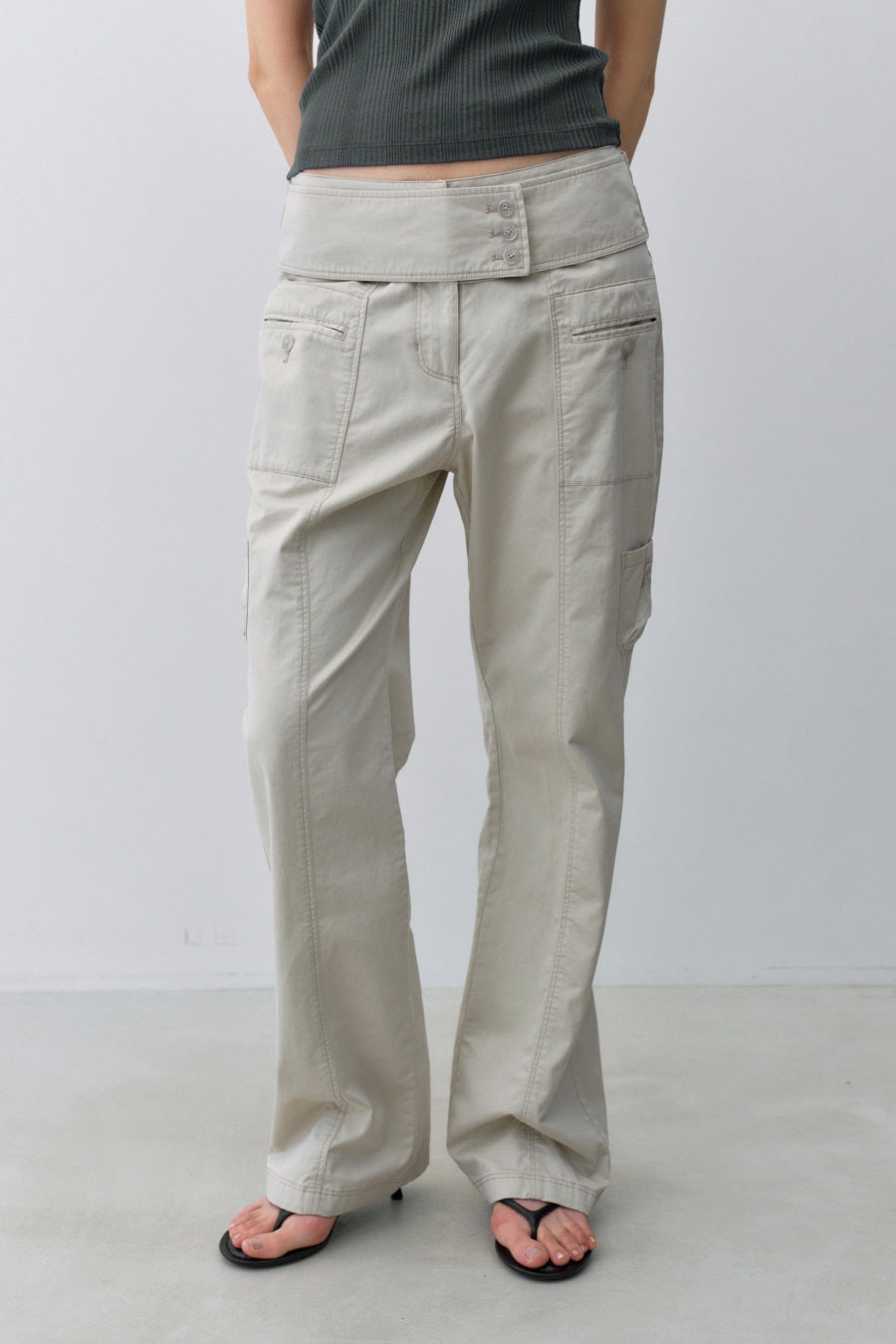 Insilence - Washed Cotton Pocket Pants (Light Beige) product image 2 | TRAB K-Fashion Australia