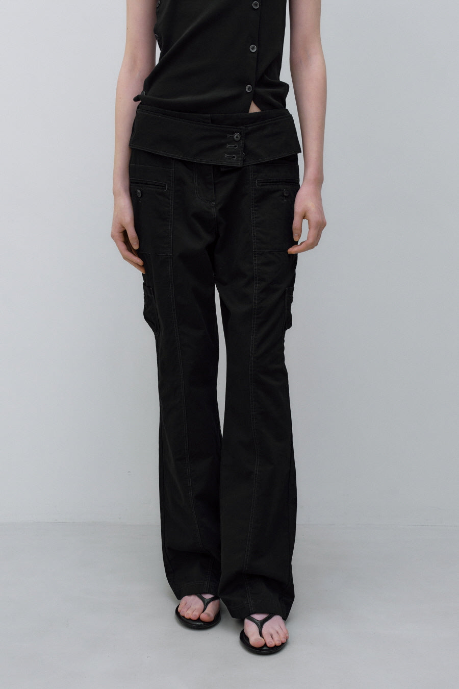 Insilence - Washed Cotton Pocket Pants (Black) product image 3 | TRAB K-Fashion Australia