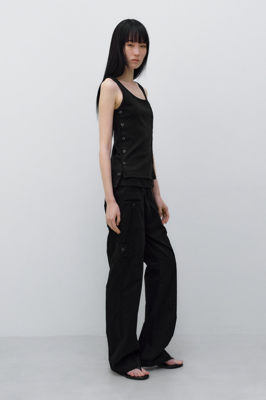 Insilence - Washed Cotton Pocket Pants (Black) product image 5 | TRAB K-Fashion Australia