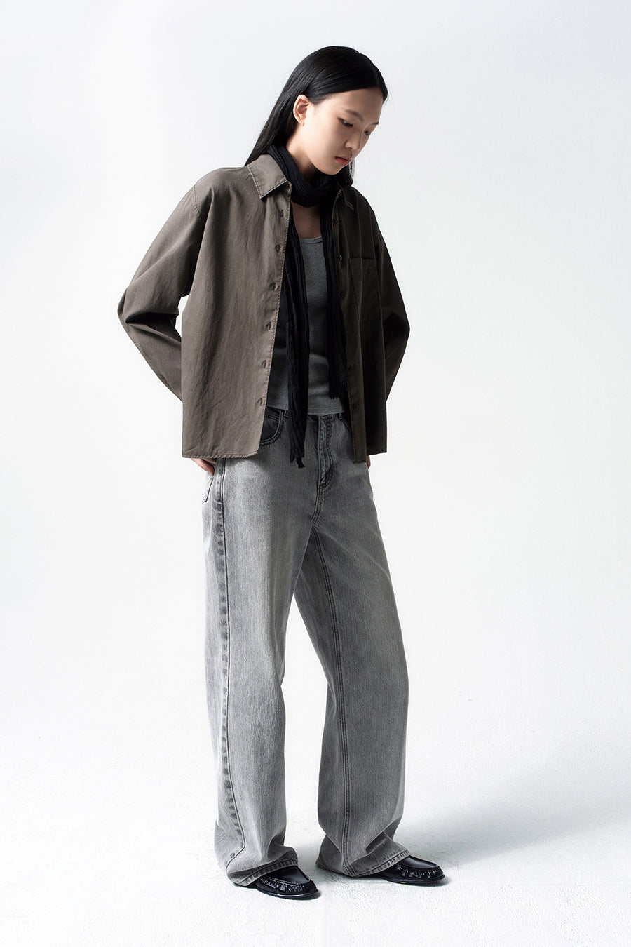 Insilence - Tencel Dyed Shirt (Ash Brown) product image 5 | TRAB K-Fashion Australia