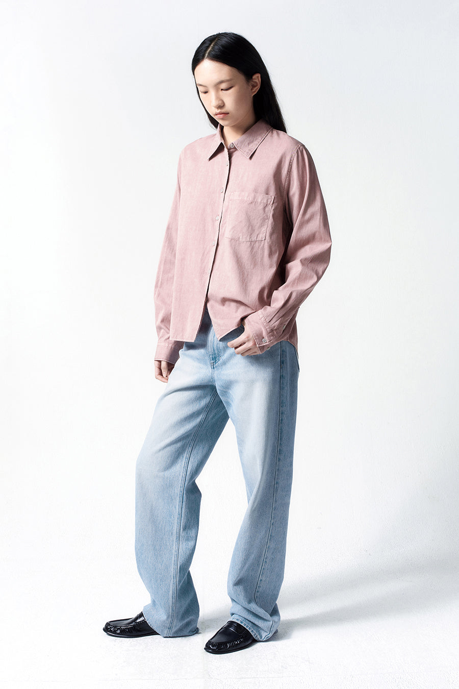 Insilence - Tencel Dyed Shirt (Ash Pink) product image 3 | TRAB K-Fashion Australia