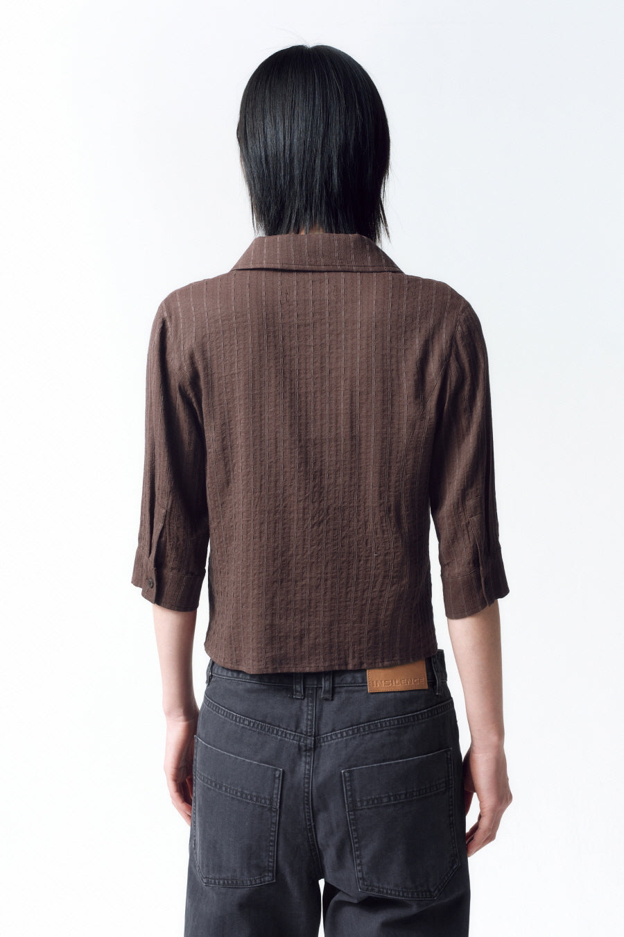 Insilence - Hook Detail Jacquard Shirt (Brown) product image 6 | TRAB K-Fashion Australia