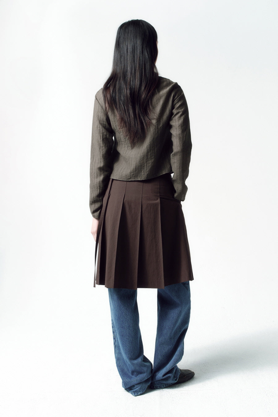 Insilence - Lace-up Strap Shirt (Khaki Brown) product image 6 | TRAB K-Fashion Australia