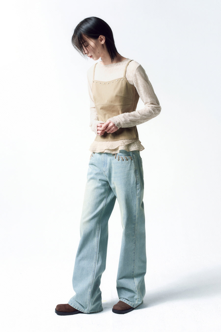 Insilence - Stud Ruffle Bustier (Brown) product image 6 | TRAB K-Fashion Australia