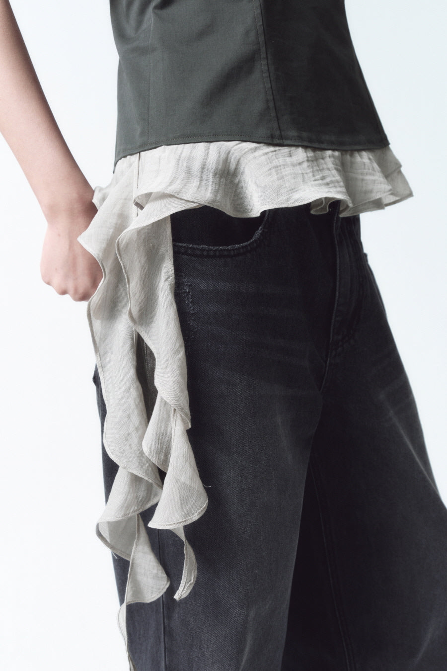 Insilence - Stud Ruffle Bustier (Charcoal) product image 3 | TRAB K-Fashion Australia