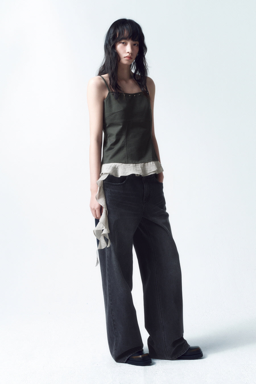 Insilence - Stud Ruffle Bustier (Charcoal) product image 4 | TRAB K-Fashion Australia