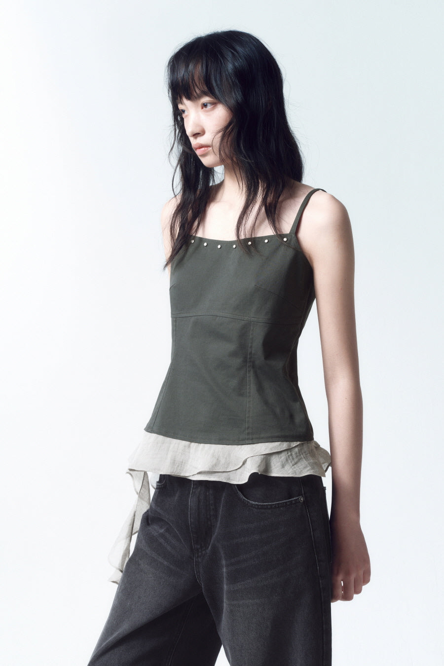 Insilence - Stud Ruffle Bustier (Charcoal) product image 6 | TRAB K-Fashion Australia