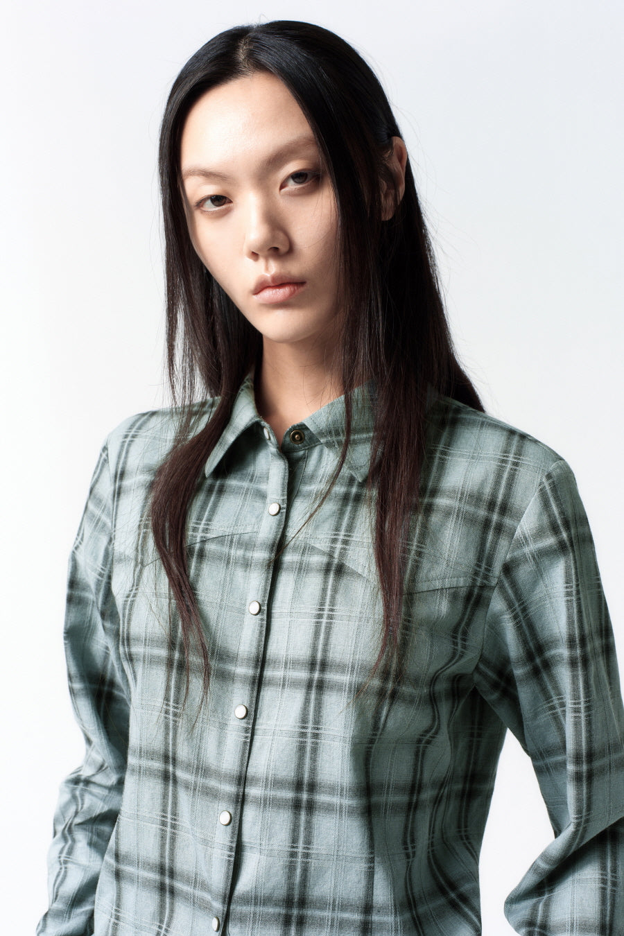 Insilence - Western Check Shirt (Blue) product image 2 | TRAB K-Fashion Australia